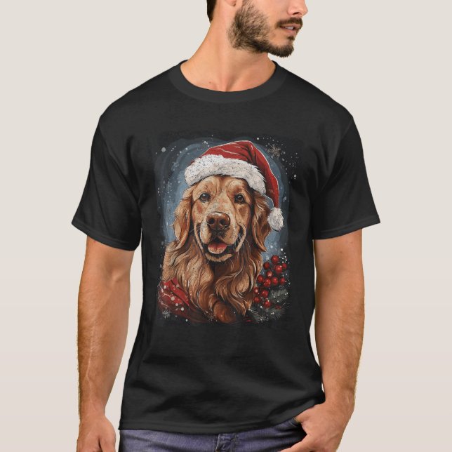 Golden Retriever Dog Christmas  T-Shirt (Vorderseite)