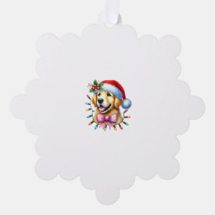 Golden Retriever Dog Coquette Bow Christmas Matchi Ornament Karte