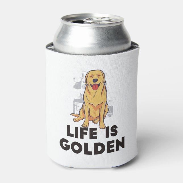 Golden Retriever Dog - Das Leben ist golden Dosenkühler (Kanne Vorderseite)