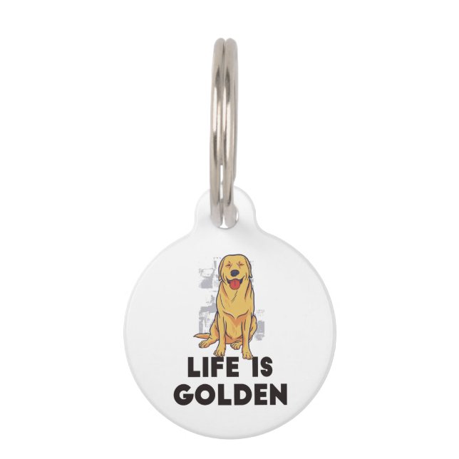 Golden Retriever Dog - Das Leben ist golden Haustiermarke (Vorderseite)