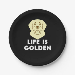 Golden Retriever Dog - Das Leben ist golden Pappteller
