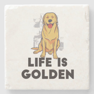 Golden Retriever Dog - Das Leben ist golden Steinuntersetzer