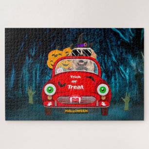 Golden Retriever Dog Driving Car Beängstigend Hall Puzzle