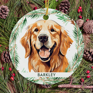 Golden Retriever Dog Elegante Watercolor Keramikornament