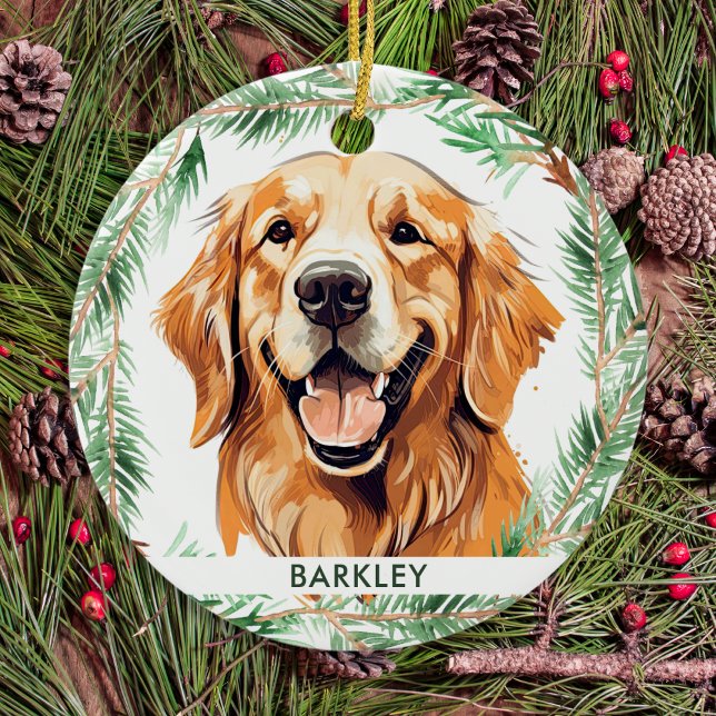 Golden Retriever Dog Elegante Watercolor Keramikornament (Von Creator hochgeladen)