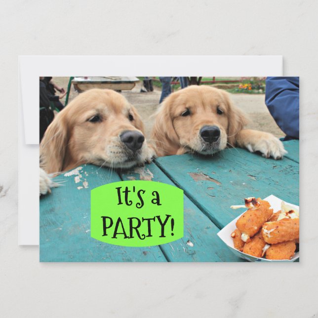 Golden Retriever Dog Es ist eine Party Einladung (Vorderseite)