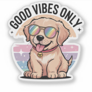 Golden Retriever Dog Good Vibes nur Aufkleber