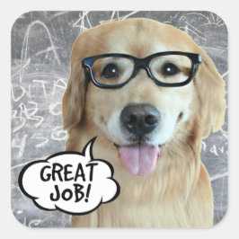 Golden Retriever Dog Great Job Teacher Belohnung Quadratischer Aufkleber