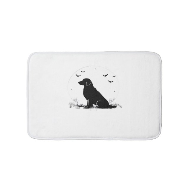 Golden Retriever Dog - Halloween Moon Silhouette O Badematte (Vorderseite)