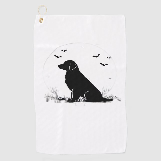 Golden Retriever Dog - Halloween Moon Silhouette O Golfhandtuch (Vorderseite)