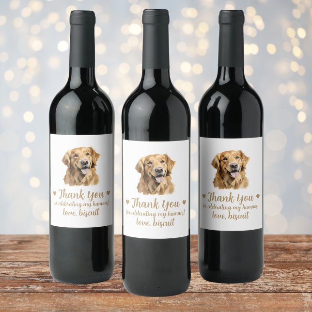 Golden Retriever Dog I do to Wedding Wine Label Weinetikett (Von Creator hochgeladen)