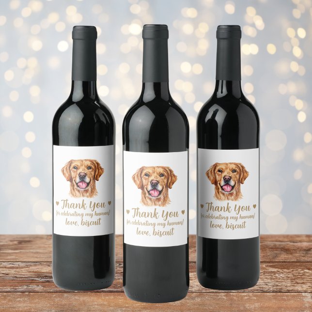 Golden Retriever Dog I do to Wedding Wine Label Weinetikett (Von Creator hochgeladen)
