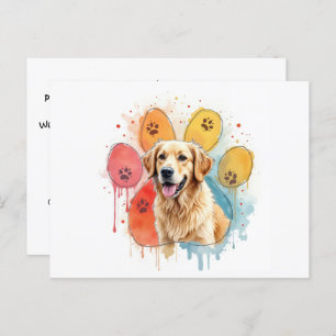 Golden Retriever Dog in einer Kuh Print Postkarte