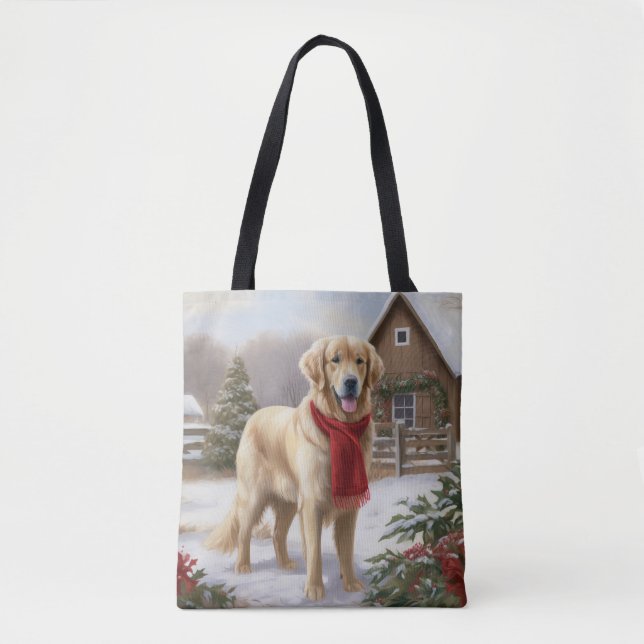 Golden Retriever Dog in Schnee Weihnachten (Vorderseite)