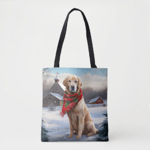 Golden Retriever Dog in Schnee Weihnachten