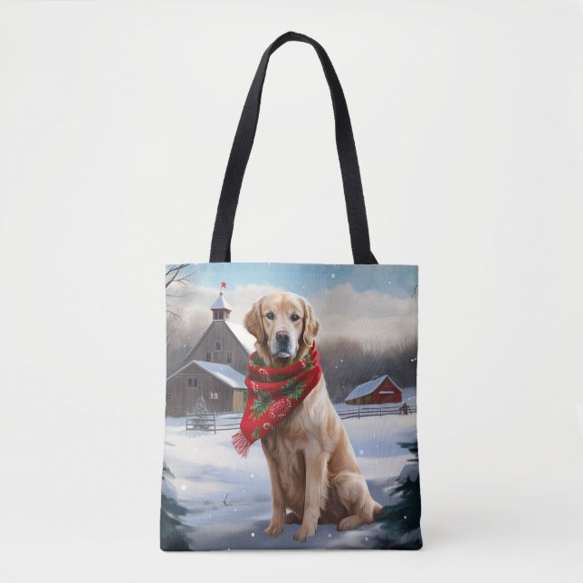 Golden Retriever Dog in Schnee Weihnachten (Vorderseite)