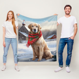 Golden Retriever Dog in Schnee Weihnachten Fleecedecke