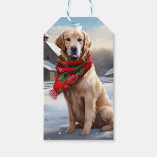 Golden Retriever Dog in Schnee Weihnachten Geschenkanhänger
