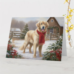 Golden Retriever Dog in Schnee Weihnachten Karte