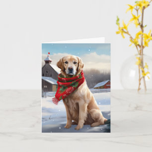 Golden Retriever Dog in Schnee Weihnachten Karte
