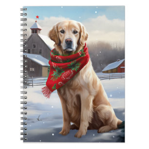 Golden Retriever Dog in Schnee Weihnachten Notizblock