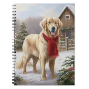 Golden Retriever Dog in Schnee Weihnachten Notizblock
