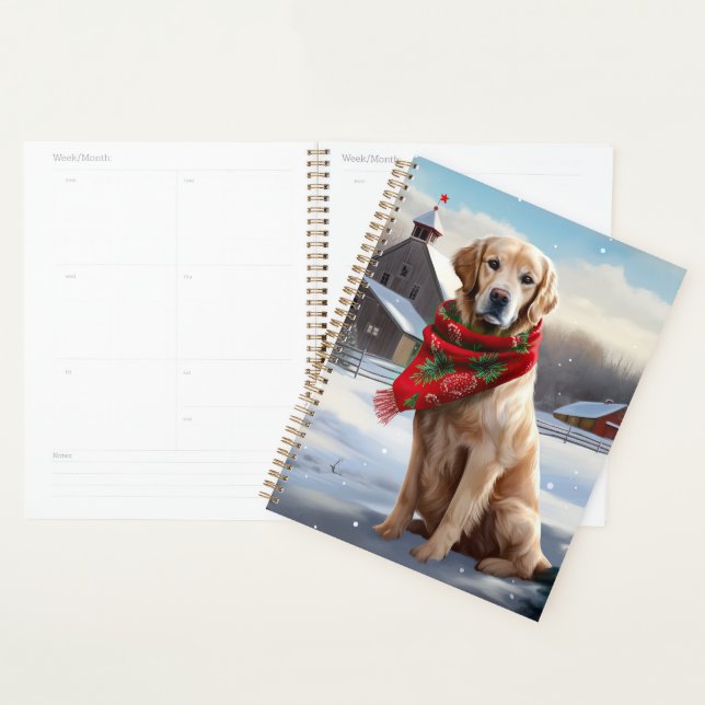 Golden Retriever Dog in Schnee Weihnachten Planer (Anzeige)