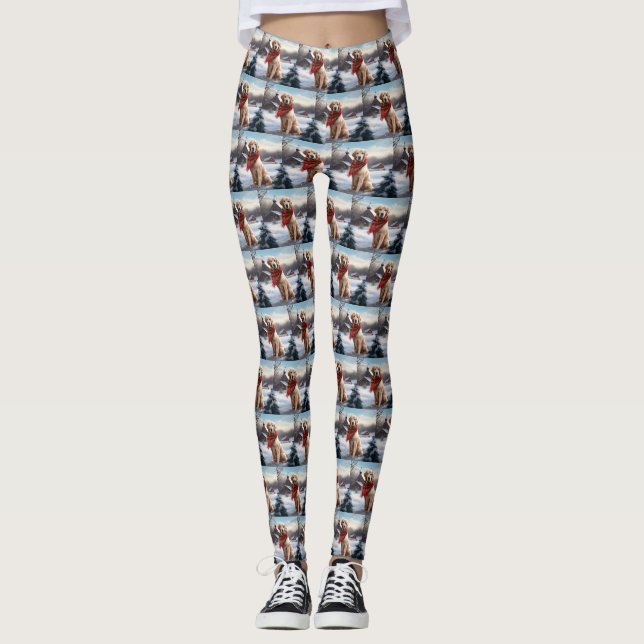 Golden Retriever Dog in Snow Christmas Leggings (Vorderseite)