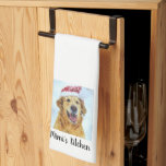 Golden Retriever Dog in Weihnachtsmannmütze, Benut Geschirrtuch<br><div class="desc">Niedliches Küchentuch mit Aquarellfarbendarstellung eines Golden Retriever Hundes mit einer Weihnachtsmannmütze. Fügen Sie Ihren benutzerdefinierten Text zu personalisieren. Das ist das perfekte Urlaubsgeschenk für Goldene Besitzer,  Hundemütter und Väter,  Köche,  Bäcker und vieles mehr.</div>
