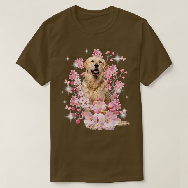 Golden Retriever Dog Japanese Cherry Blossom Sakur T-Shirt (Design vorne)
