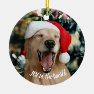 Golden Retriever Dog Jog to the World Christmas Keramik Ornament