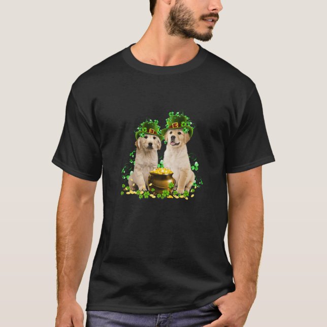 Golden Retriever Dog Kleeblatt St Patricks Day Dog T-Shirt (Vorderseite)