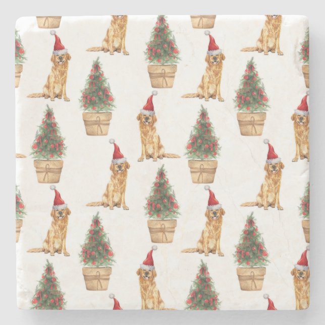 Golden Retriever Dog Lover Geschenk Steinuntersetzer (Vorderseite)