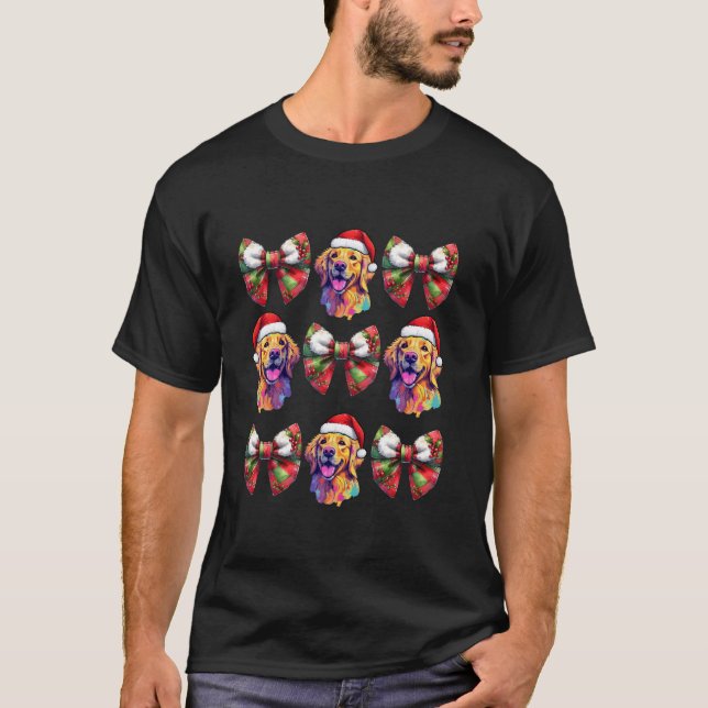 Golden Retriever Dog Lovers Coquette Bows Christma T-Shirt (Vorderseite)
