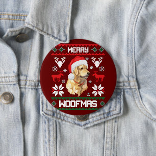 Golden Retriever Dog Merry Woofmas Weihnachtsschwe Button
