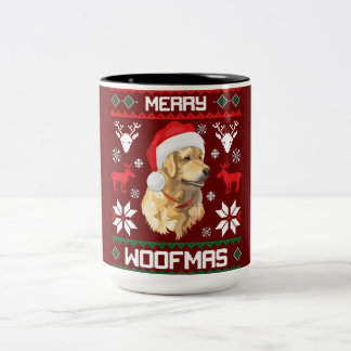 Golden Retriever Dog Merry Woofmas Weihnachtsschwe Zweifarbige Tasse