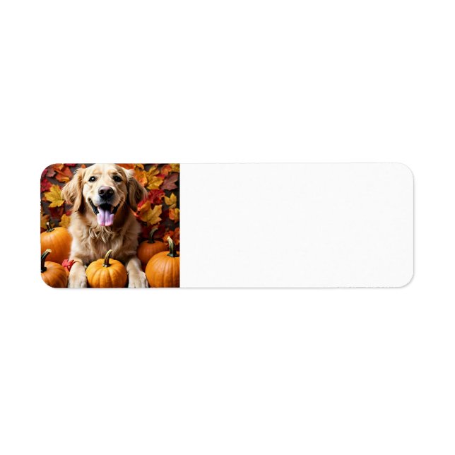 Golden Retriever Dog mit Pumpkins & Blätter Label (Vorne)