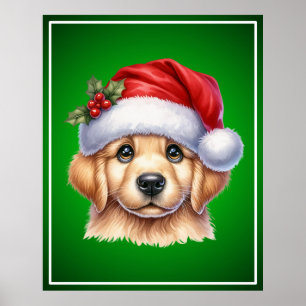 Golden Retriever Dog mit Stil des Weihnachtsmanns Poster