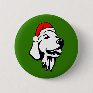 Golden Retriever_Dog mit Weihnachts-Weihnachtsmann Button