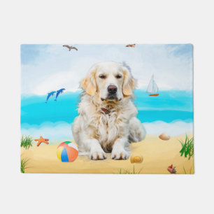 Golden Retriever Dog on Beach Fußmatte