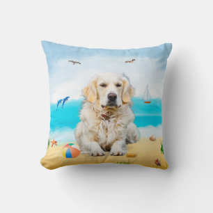 Golden Retriever Dog on Beach Kissen