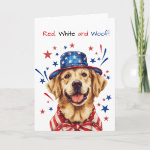 Golden Retriever Dog Patriotic Hat 4. Juli Karte
