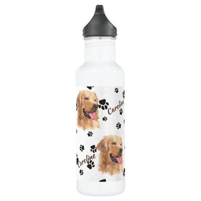 Golden Retriever Dog Pawprint  Edelstahlflasche (Rechts)