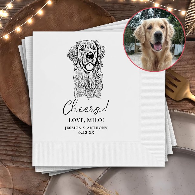 Golden Retriever Dog Personalisiert Cheers Napkins Serviette (Von Creator hochgeladen)