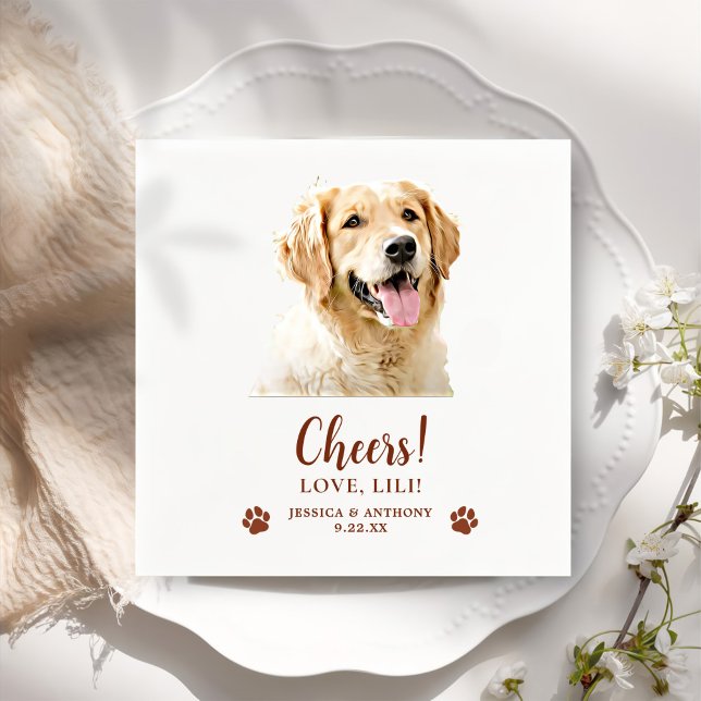 Golden Retriever Dog Personalisiert Cheers Serviette (Von Creator hochgeladen)