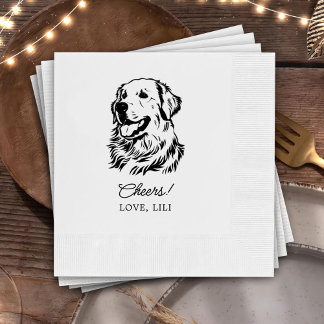 Golden Retriever Dog Personalisiert Cheers Serviette