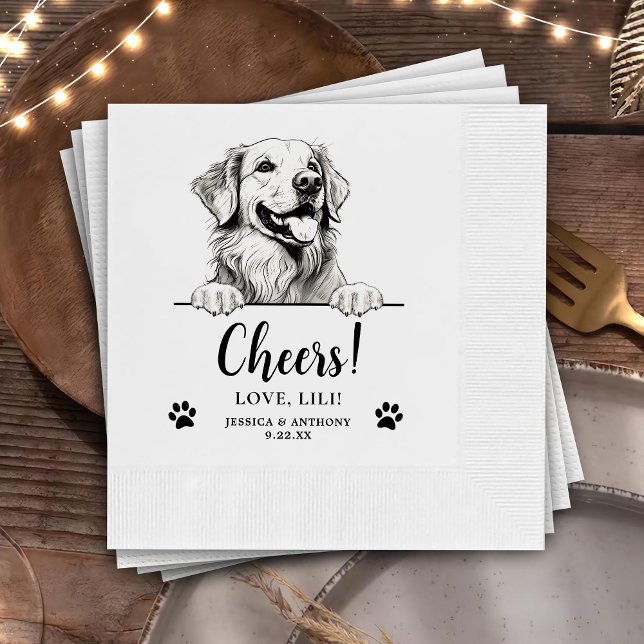 Golden Retriever Dog Personalisiert Cheers Serviette (Von Creator hochgeladen)