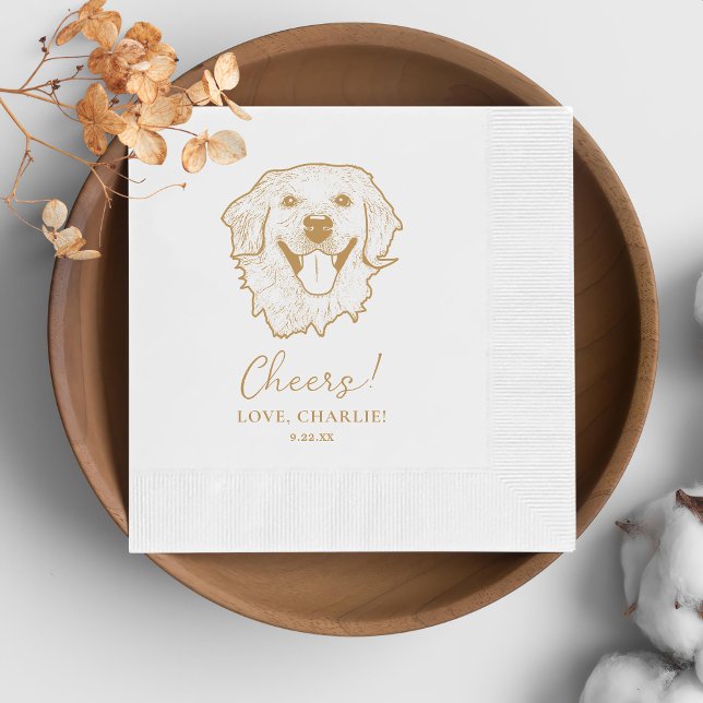 Golden Retriever Dog Personalisiert Cheers Serviette (Von Creator hochgeladen)