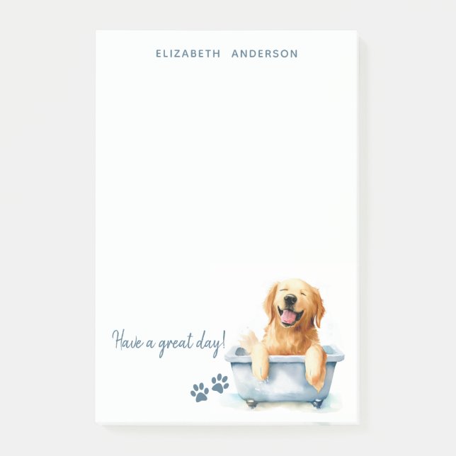 Golden Retriever Dog Personalisiert Post-it Klebezettel (Vorderseite)