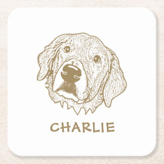 Golden Retriever Dog Personalisiert Rechteckiger Pappuntersetzer
